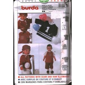 Burda 9881 Baby Shirt and Jacket Sewing Pattern Sizes 3M-18M Sporty Infant DIY
